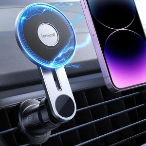 Lamicall for MagSafe Car Mount – Upgraded-2nd Generation [20 Strong Magnets] Magnetic Phone Holder Car – Air Vent Car Phone Holder Mount for iPhone 16 15 14 13 12 Pro Plus Max Mini Mag Safe Case(1-Black)