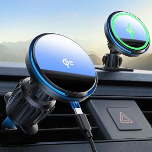 Lamicall for MagSafe Car Mount Charger – 15W Magnetic Wireless Car Charger Vent Dashboard, 360° Rotation Magnetic Phone Holder for Car Charging HandsFree for iPhone 17 16 15 Pro Max Air Plus(Upgraded – Qi2)