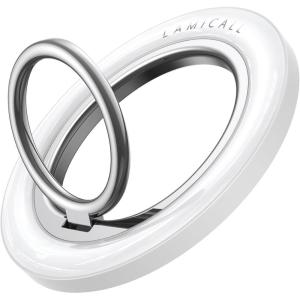 Lamicall for MagSafe Magnetic Phone Ring Grip – 360° Rotating Ring Holder with [Smooth Damping], Crystal Clear Finger Grip Kickstand, Strong Mag Safe Accessories for iPhone 17 Pro Max Air, All Phones(Crystal White)