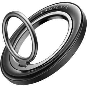 Lamicall for MagSafe Magnetic Phone Ring Grip – 360° Rotating Ring Holder with [Smooth Damping], Crystal Clear Finger Grip Kickstand, Strong Mag Safe Accessories for iPhone 17 Pro Max Air, All Phones(Crystal Black)
