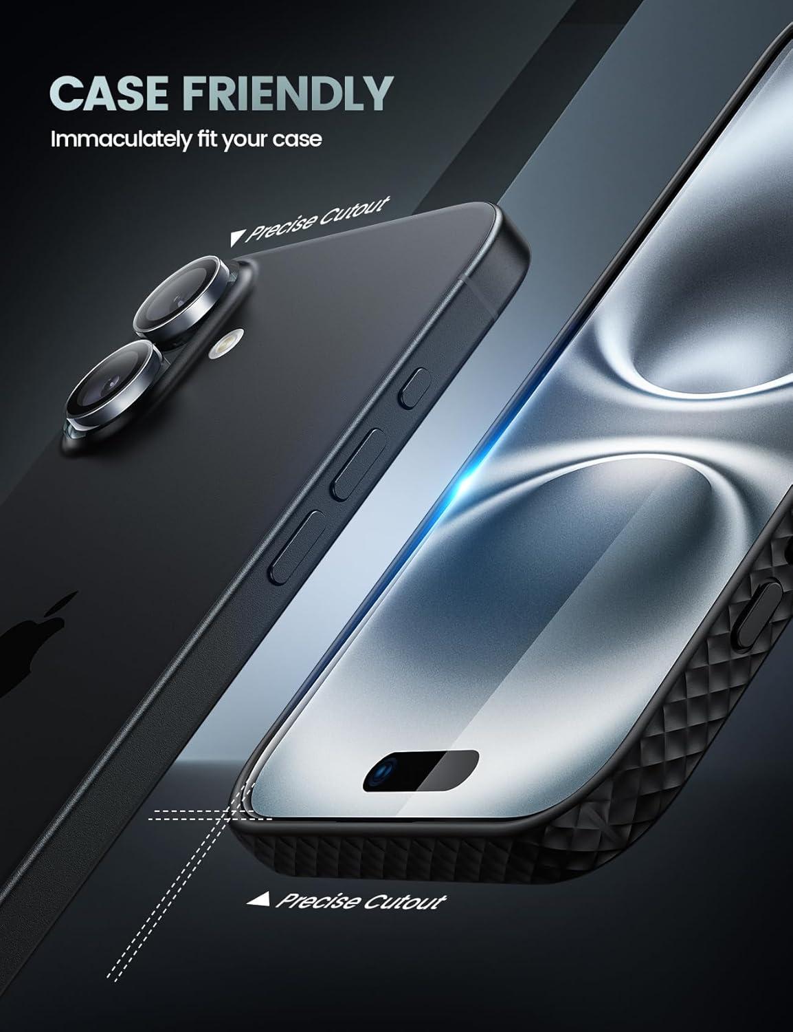 imageLamicall 22 for iPhone 16 Screen Protector 61 with Camera Lens Protector Top 9H Tempered Glass Film Easy Alignment Tool AntiScratch 0 Bubbles HD Clear for iPhone 16 2Pack Each16 61