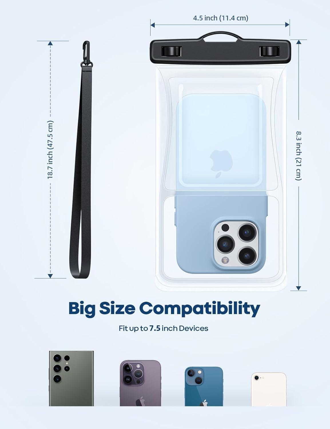 imageLamicall 2PCS Waterproof Phone Pouch Floating 88 Soft 3D Seamless Design IPX8 Water Proof Cell Phone for Beach Dry Bag Beach Essentials for Cruise Travel Protector for 47 inches Phone