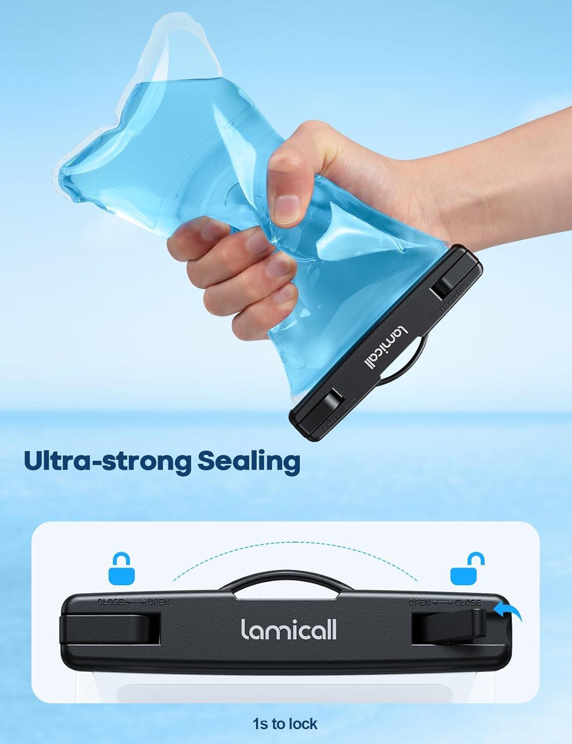 imageLamicall 2PCS Waterproof Phone Pouch Floating 88 Soft 3D Seamless Design IPX8 Water Proof Cell Phone for Beach Dry Bag Beach Essentials for Cruise Travel Protector for 47 inches Phone