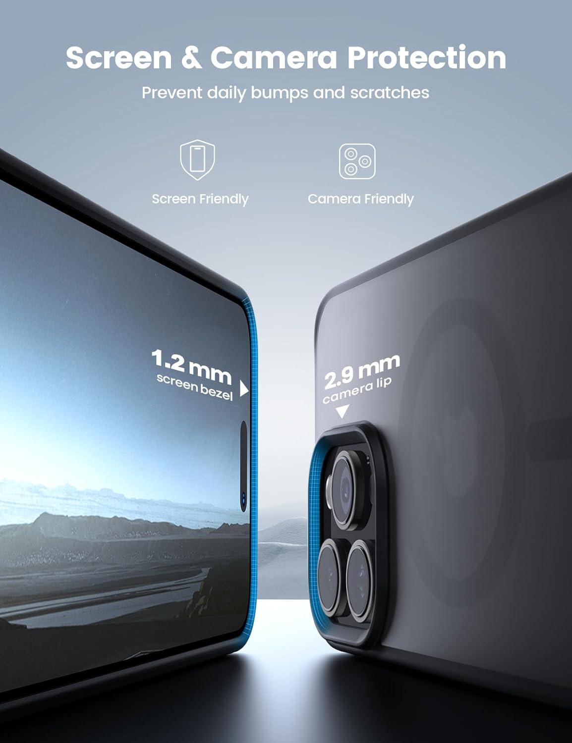 imageLamicall Magnetic Case for iPhone 15 Pro for Magsafe Diamond Textured AntiSlip Edge Military Grade Shockproof Protection Translucent Hard Slim Magnet Protective Cover for iPhone 15 ProBlack