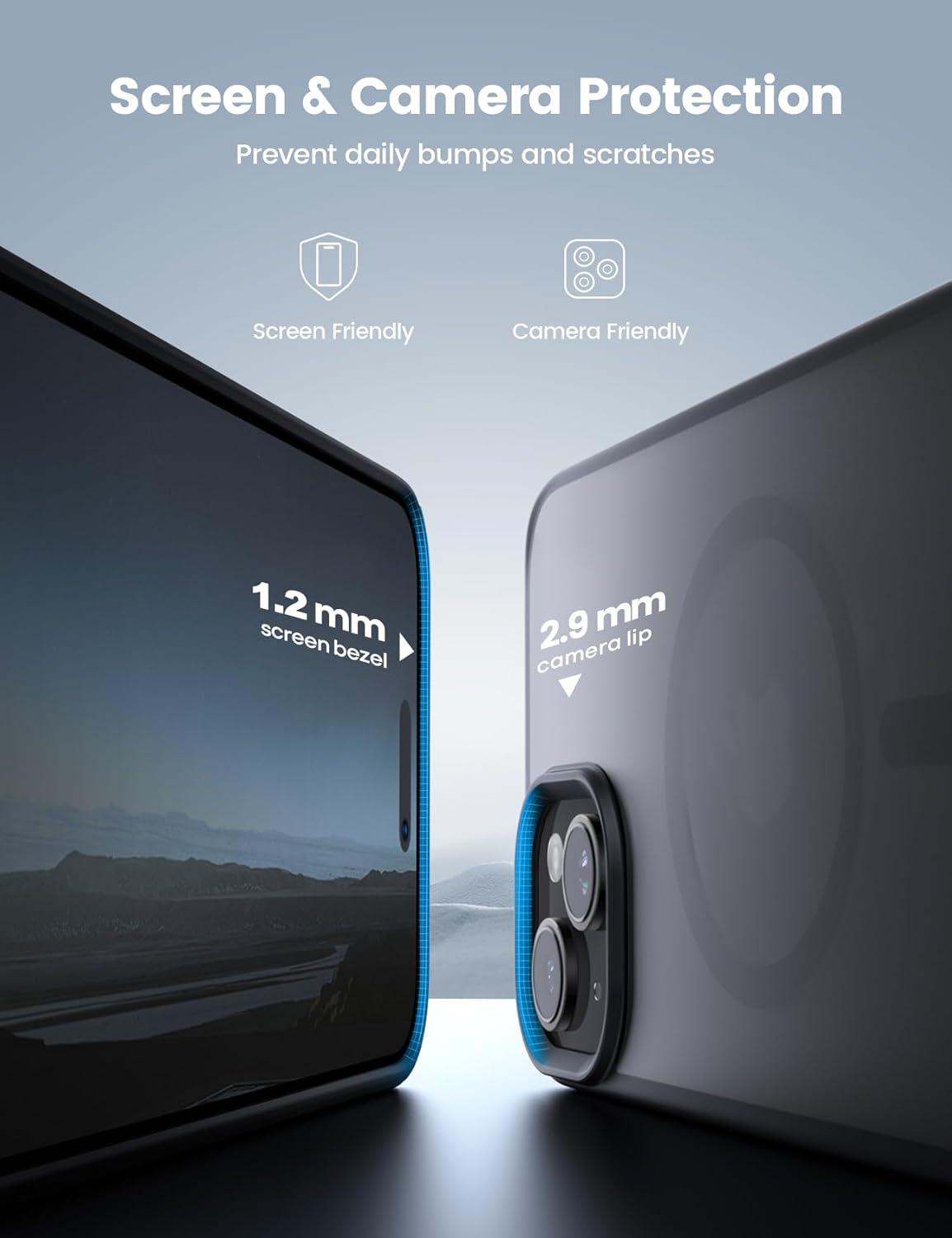 imageLamicall Magnetic Case for iPhone 15 Pro for Magsafe Diamond Textured AntiSlip Edge Military Grade Shockproof Protection Translucent Hard Slim Magnet Protective Cover for iPhone 15 ProBlack