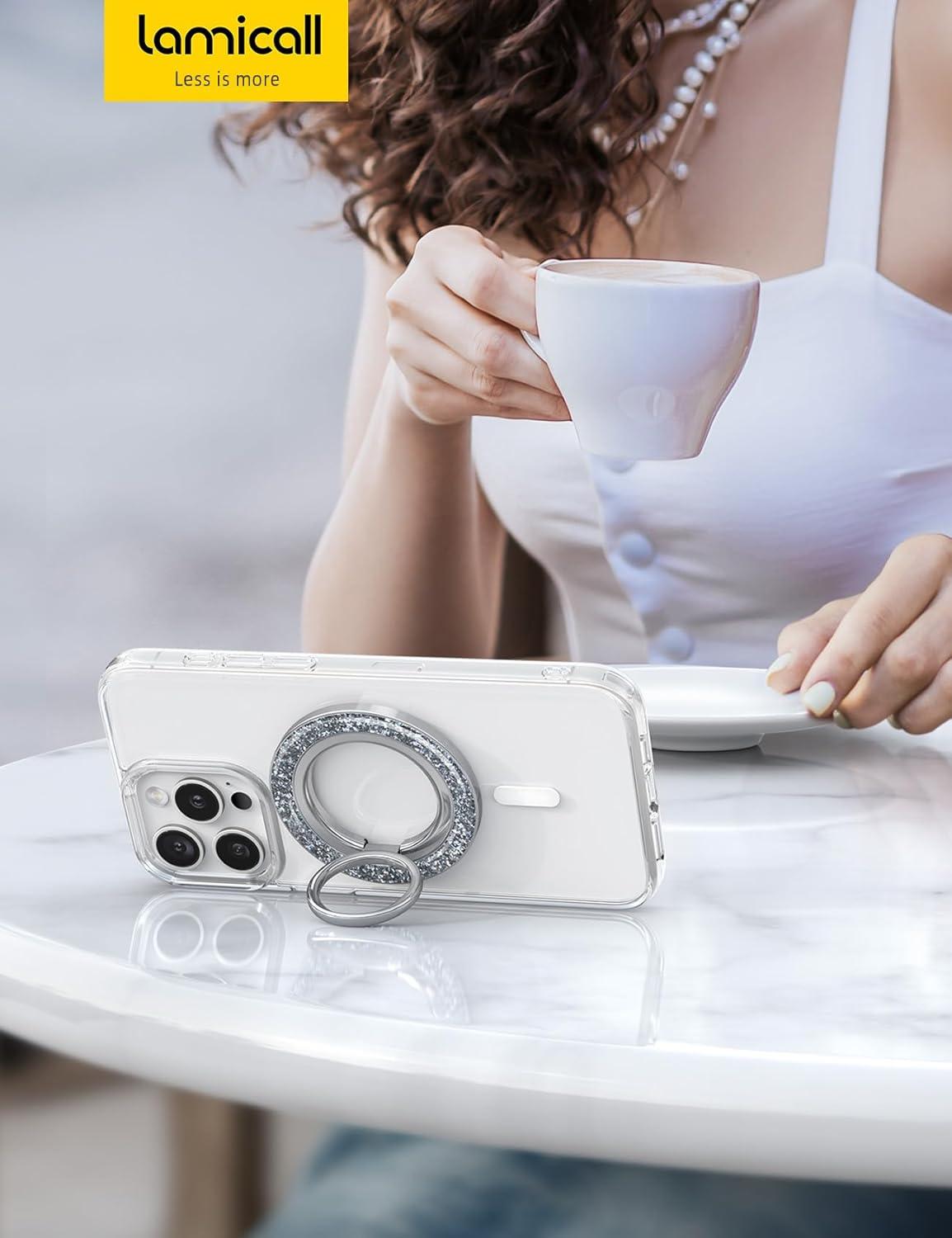imageLamicall Magnetic Case for iPhone 15 Pro for Magsafe Diamond Textured AntiSlip Edge Military Grade Shockproof Protection Translucent Hard Slim Magnet Protective Cover for iPhone 15 ProClear