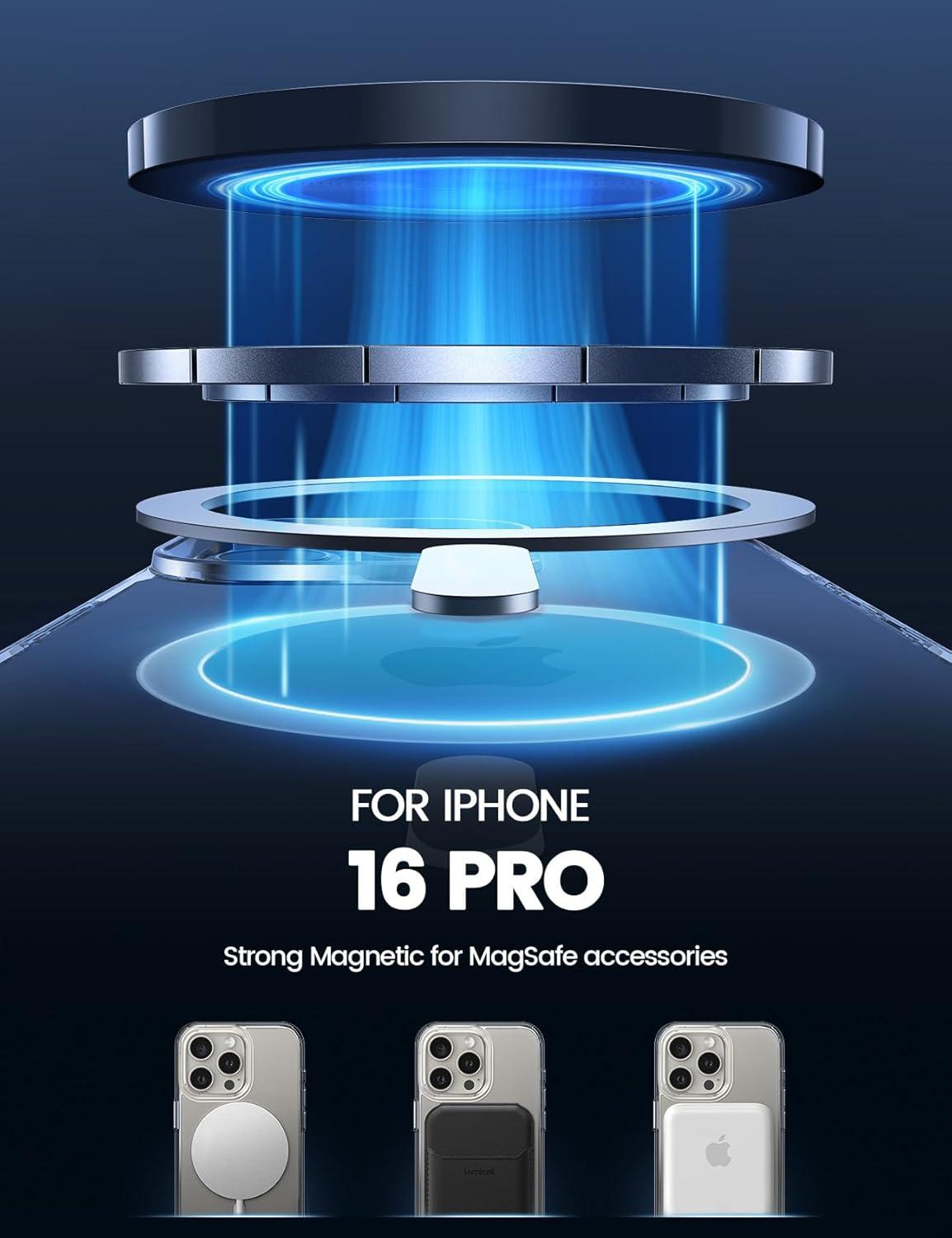 imageLamicall Magnetic Case for iPhone 15 Pro for Magsafe Diamond Textured AntiSlip Edge Military Grade Shockproof Protection Translucent Hard Slim Magnet Protective Cover for iPhone 15 ProClear