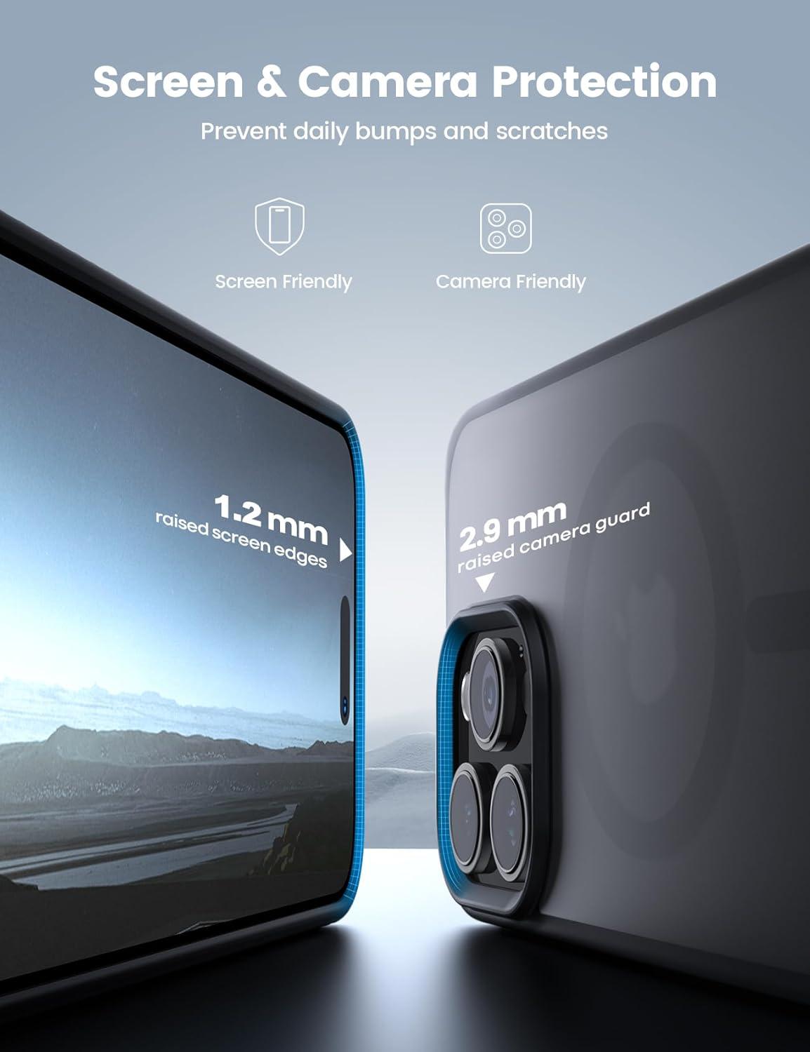 imageLamicall Magnetic Case for iPhone 15 Pro for Magsafe Diamond Textured AntiSlip Edge Military Grade Shockproof Protection Translucent Hard Slim Magnet Protective Cover for iPhone 15 ProBlack