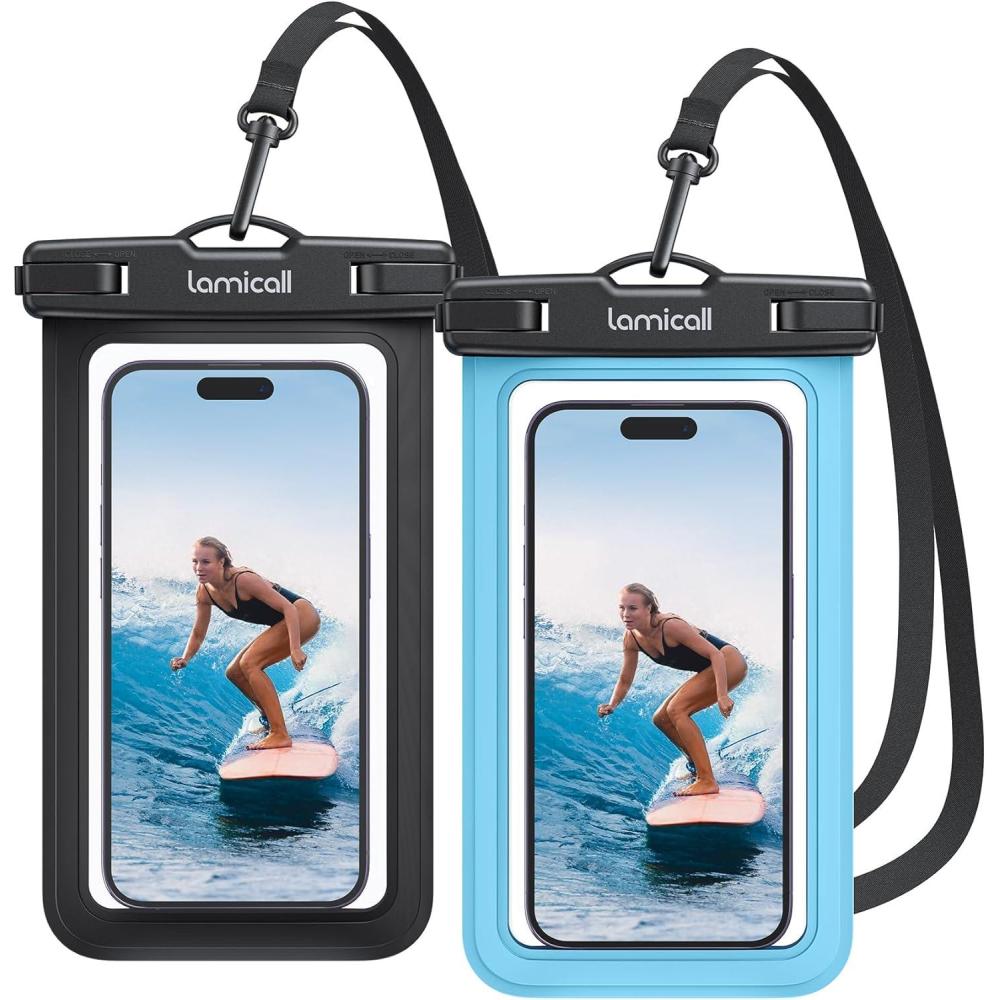imageLamicall 2 Pack Green White Cell Phone Bag for Mother Mom Birthday Gift for Father Teens Girls Boys Phone PouchBlack  Blue 7