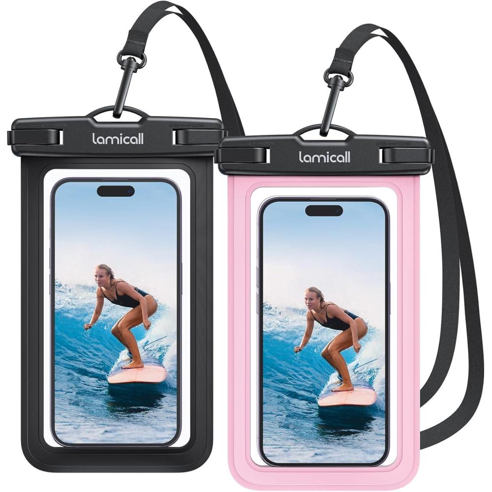 imageLamicall 2 Pack Green White Cell Phone Bag for Mother Mom Birthday Gift for Father Teens Girls Boys Phone PouchBlack  Pink7