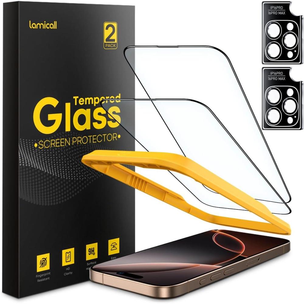 imageLamicall 22 for iPhone 16 Screen Protector 61 with Camera Lens Protector Top 9H Tempered Glass Film Easy Alignment Tool AntiScratch 0 Bubbles HD Clear for iPhone 16 2Pack Each16 Pro63