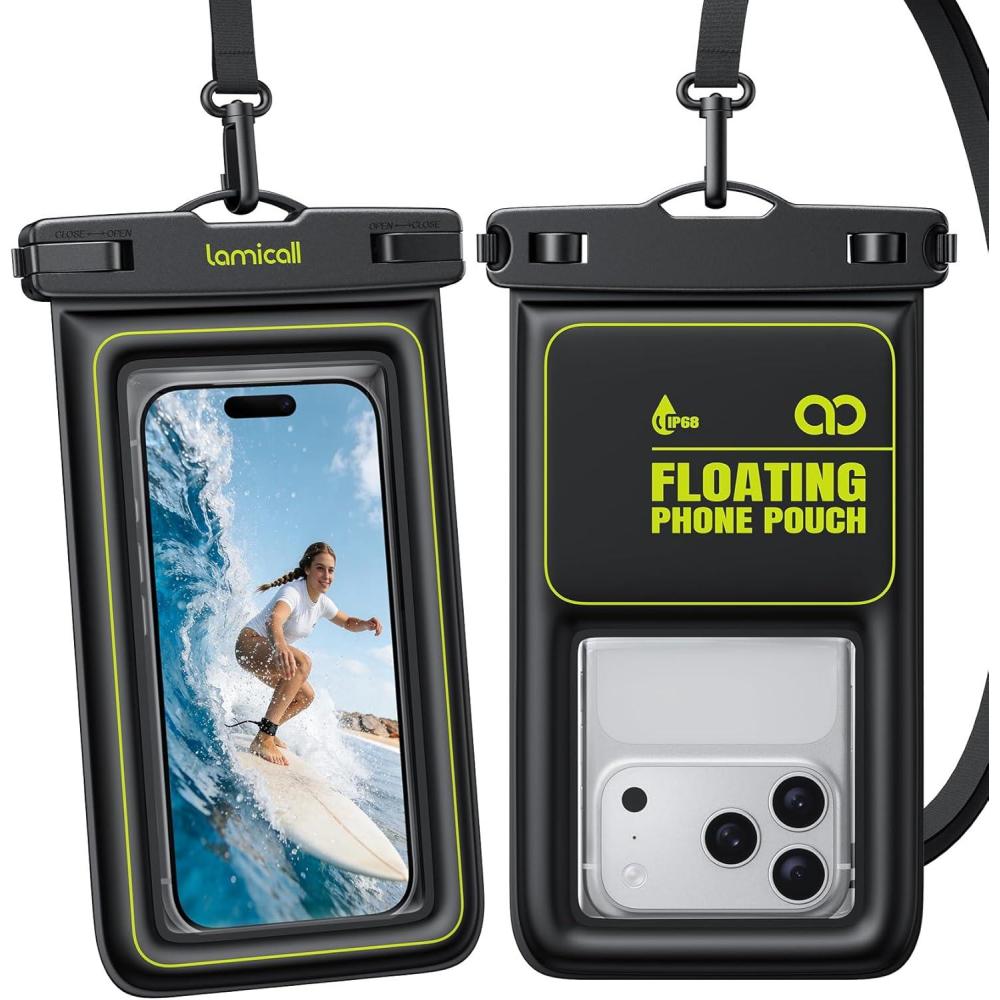imageLamicall IP68 Floating Waterproof Phone Pouch 2 Pack Water Proof Phone Case with Lanyard for iPhone 17 16 15 14 13 Pro Max Galaxy S25 S24 Ultra Swimming Beach Vacation Cruise Essentials 475