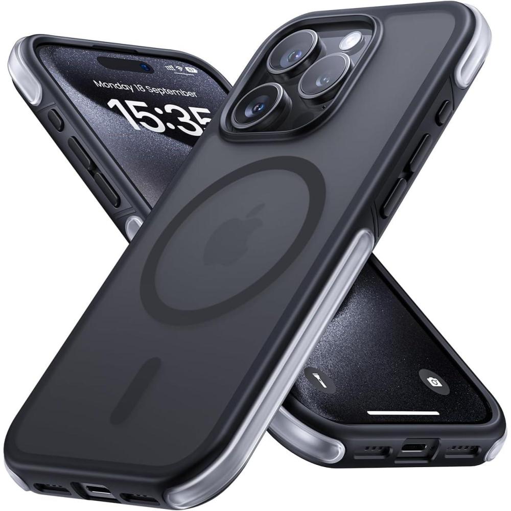 imageLamicall Magnetic Phone Case for iPhone 15 for MagSafe 18 FT MilGrade Drop Protection Phone Case with Air Bumpers and Raised Edges Shockproof Case for iPhone 15 Phone Case Black15 Pro 61