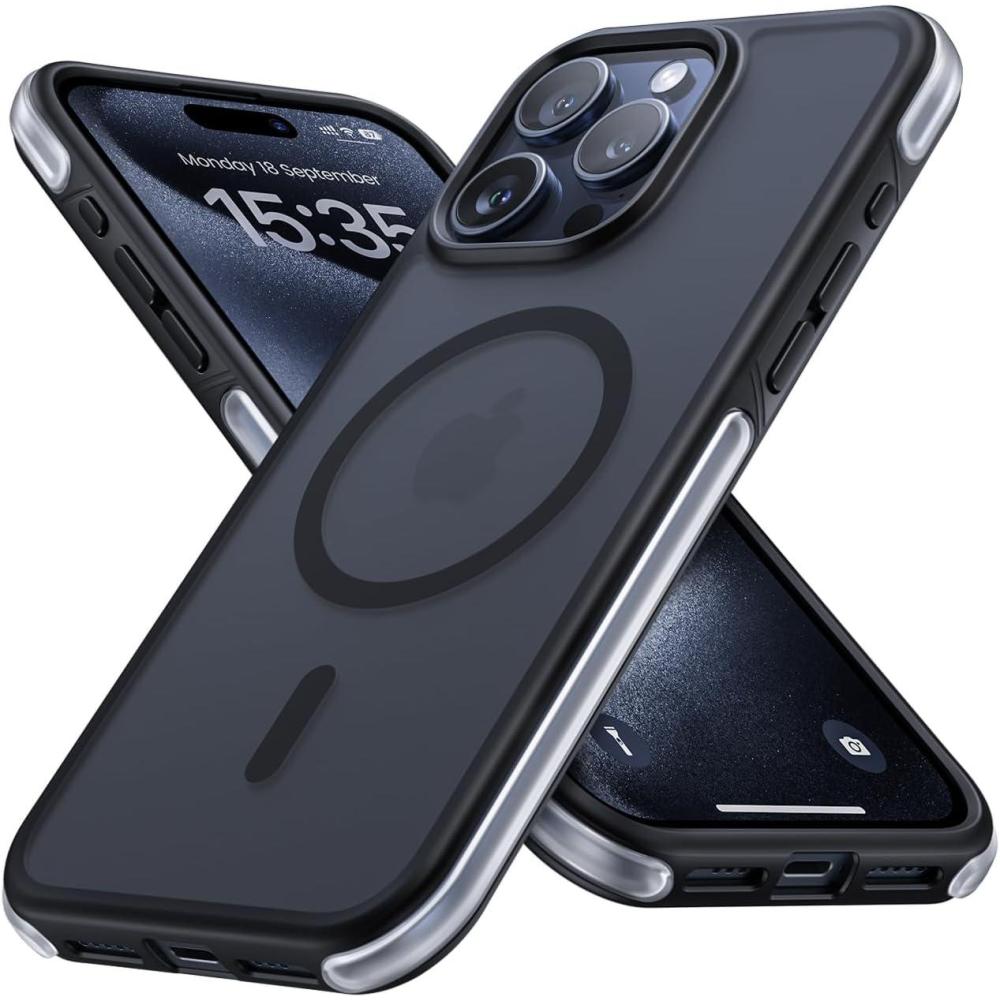 imageLamicall Magnetic Phone Case for iPhone 15 for MagSafe 18 FT MilGrade Drop Protection Phone Case with Air Bumpers and Raised Edges Shockproof Case for iPhone 15 Phone Case Black15 Pro Max 67