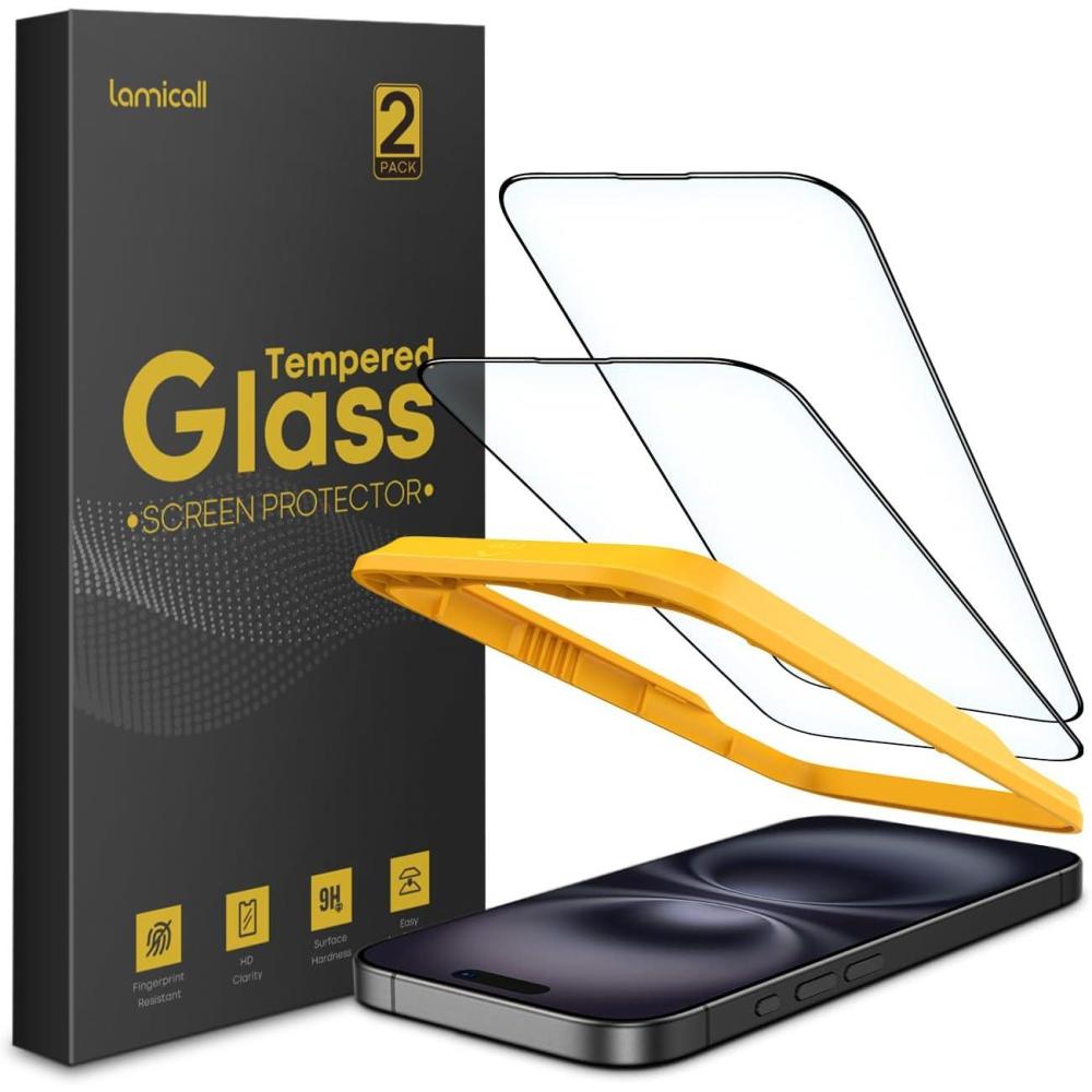 imageLamicall Screen Protector for iPhone 16 Pro Max 69 Top 9H Tempered Glass Film Easy Alignment Frame Fingerprint Resistant 0 Bubbles HD Clear for iPhone 16 Pro Max Tempered Glass  2 Pack16 Plus67