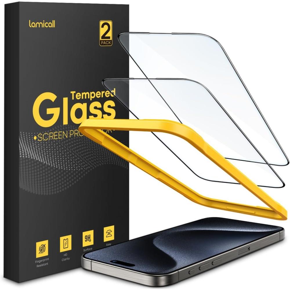 imageLamicall Screen Protector for iPhone 16 Pro Max 69 Top 9H Tempered Glass Film Easy Alignment Frame Fingerprint Resistant 0 Bubbles HD Clear for iPhone 16 Pro Max Tempered Glass  2 Pack15 Pro Max67