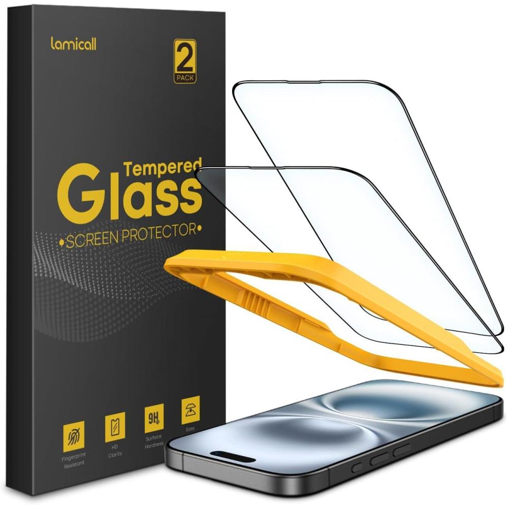 imageLamicall Screen Protector for iPhone 16 Pro Max 69 Top 9H Tempered Glass Film Easy Alignment Frame Fingerprint Resistant 0 Bubbles HD Clear for iPhone 16 Pro Max Tempered Glass  2 Pack16 61
