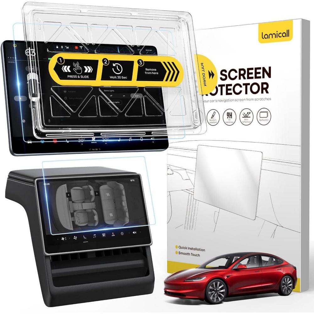 imageLamicall Tesla Model Y amp Model 3 Screen Protector Anti Scratch amp Fingerprint 9H Hardness Tempered Glass Screen Protector for Tesla Model Y 20202024 Model 3 20172023 Tesla AssesoriesTesla Model Y Juniper 202526 3 202426