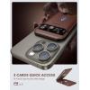 Lamicall 2.3oz Light for Magsafe Wallet Stand – Slim Tight Phone 3 Cards Holder, Adjustable Apple iPhone Wallet Stand, 2.5lbs Magnetic for iPhone 16/15/14/13 Series, Brown Red