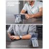 Lamicall 2.4oz Light for MagSafe Wallet – Magnetic Phone Stand, Slim Faux Leather Grip with 3 Card Holder and Finger Loop Grip for iPhone 15/14/13/12 Series, Grey