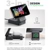 Lamicall 3 in 1 Wireless Charging Station for Apple Magsafe Charger Stand, Compact [Safe Cooling] Foldable Travel Magnetic Charger for iPhone 17 Air 16 15 14 13 12 Series, Airpods Pro, Apple Watch(Black)