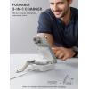 Lamicall 3 in 1 Wireless Charging Station for Apple Magsafe Charger Stand, Compact [Safe Cooling] Foldable Travel Magnetic Charger for iPhone 17 Air 16 15 14 13 12 Series, Airpods Pro, Apple Watch(White)