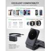 Lamicall 4-in-1 Qi2 Certified Wireless Charging Station for Apple MagSafe, [LED Night Light] 15W Fast Magnetic Charger Stand for iPhone 17 16 15 14 13 12 Series, Apple Watch, Airpods, 30W Adapter(Black)