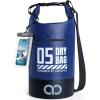Lamicall 5L & 10L Dry Bag Waterproof Backpack – [Zippered Pocket] Roll Top Waterproof Bag Navy Blue & Lemon Yellow