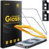 Lamicall 2+2 for iPhone 16 Screen Protector (6.1″) with Camera Lens Protector, [Top 9H Tempered Glass Film], Easy Alignment Tool, Anti-Scratch, 0 Bubbles, HD Clear for iPhone 16 – [2-Pack Each](16 (6.1″))