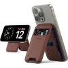 Lamicall 2.3oz Light for Magsafe Wallet Stand – Slim Tight Phone 3 Cards Holder, Adjustable Apple iPhone Wallet Stand, 2.5lbs Magnetic for iPhone 16/15/14/13 Series, Brown Red