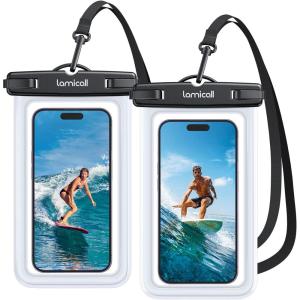 Lamicall 2 Pack Green White Cell Phone Bag, for Mother Mom, Birthday Gift for Father Teens Girls Boys Phone Pouch(A-Transparent-7″)