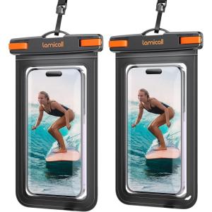Lamicall 2 Pack Green White Cell Phone Bag, for Mother Mom, Birthday Gift for Father Teens Girls Boys Phone Pouch(B-Black-7.5″)