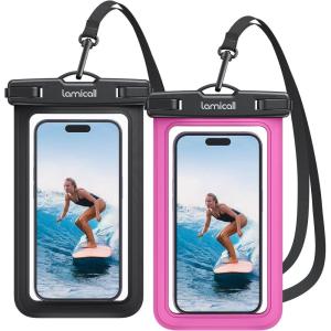 Lamicall 2 Pack Green White Cell Phone Bag, for Mother Mom, Birthday Gift for Father Teens Girls Boys Phone Pouch(Black & Bright Red 7″)