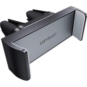 Lamicall Car Vent Phone Mount – Air Vent Clip Holder, Universal Stand Hands Free Cradle Compatible with Cell Phone 16 15 14 13 12 Mini 11 Pro Xs Max Xr X 8 7 6 6s Plus SE Smartphones Black(NEW Upgraded – Gray)