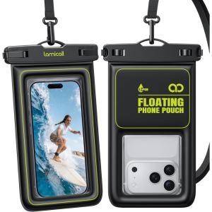 Lamicall IP68 Floating Waterproof Phone Pouch – [2 Pack] Water Proof Phone Case with Lanyard for iPhone 17 16 15 14 13 Pro Max, Galaxy S25 S24 Ultra, Swimming Beach Vacation Cruise Essentials, 4-7.5″