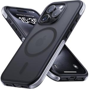 Lamicall Magnetic Phone Case for iPhone 15 for MagSafe – [18 FT Mil-Grade Drop Protection] Phone Case with Air Bumpers and Raised Edges, Shockproof Case for iPhone 15 Phone Case, Black(15 Pro (6.1″))