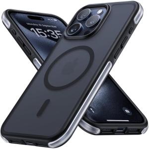 Lamicall Magnetic Phone Case for iPhone 15 for MagSafe – [18 FT Mil-Grade Drop Protection] Phone Case with Air Bumpers and Raised Edges, Shockproof Case for iPhone 15 Phone Case, Black(15 Pro Max (6.7″))