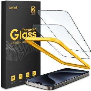 Lamicall Screen Protector for iPhone 16 Pro Max (6.9″), [Top 9H Tempered Glass Film], Easy Alignment Frame, Fingerprint Resistant, 0 Bubbles, HD Clear for iPhone 16 Pro Max Tempered Glass – [2 Pack](15 Pro Max(6.7″))