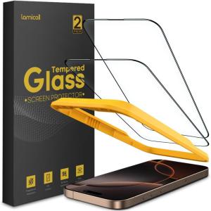 Lamicall Screen Protector for iPhone 16 Pro Max (6.9″), [Top 9H Tempered Glass Film], Easy Alignment Frame, Fingerprint Resistant, 0 Bubbles, HD Clear for iPhone 16 Pro Max Tempered Glass – [2 Pack](16 Pro (6.3″))