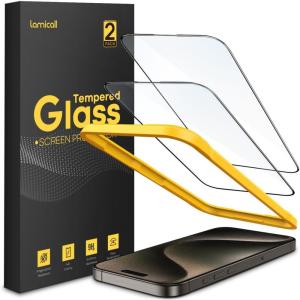 Lamicall Screen Protector for iPhone 16 Pro Max (6.9″), [Top 9H Tempered Glass Film], Easy Alignment Frame, Fingerprint Resistant, 0 Bubbles, HD Clear for iPhone 16 Pro Max Tempered Glass – [2 Pack](15 Pro (6.1″))