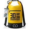 Lamicall 10L & 30L Dry Bag Waterproof Backpack – [Zippered Pocket] Roll Top Waterproof Bag Olive Green & Lemon Yellow