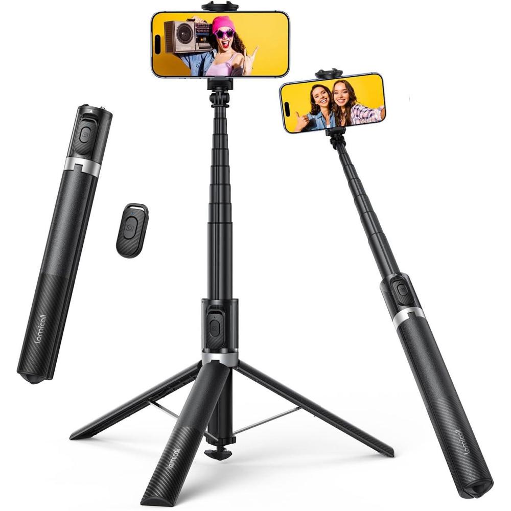 imageLamicall Phone Tripod amp Selfie Stick TaptoOpen Phone Stand for Recording Extendable iPhone Tripod Stand with Remote amp Cold Shoe Compatible with iPhone for Video Recording Live Stream Vlog BlackBlack