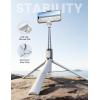 Lamicall Phone Tripod & Selfie Stick – [Tap-to-Open] Phone Stand for Recording, Extendable iPhone Tripod Stand with Remote & Cold Shoe Compatible with iPhone for Video Recording Live Stream Vlog Black(NEW Upgraded – White)
