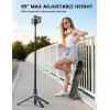 Lamicall Phone Tripod & Selfie Stick – [Tap-to-Open] Phone Stand for Recording, Extendable iPhone Tripod Stand with Remote & Cold Shoe Compatible with iPhone for Video Recording Live Stream Vlog Black(Black)
