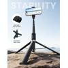 Lamicall Phone Tripod & Selfie Stick – [Tap-to-Open] Phone Stand for Recording, Extendable iPhone Tripod Stand with Remote & Cold Shoe Compatible with iPhone for Video Recording Live Stream Vlog Black(Black)
