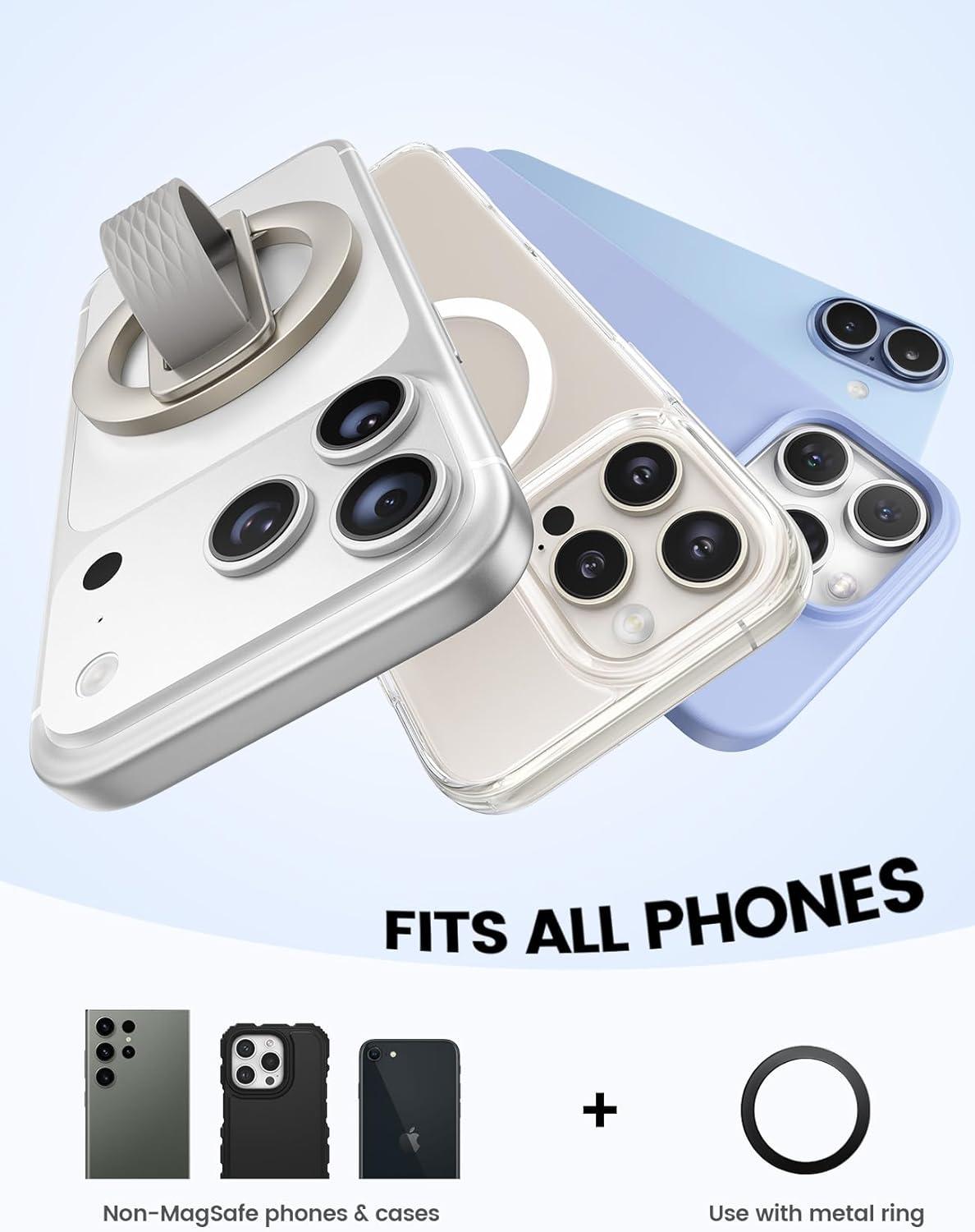 imageLamicall Magnetic Phone Grip Holder for MagSafe Soft Silicone Loop Vertical Cell Phone Zinc Alloy Ring Stand Kickstand Magnet Hand Grip Mag Safe Accessories for iPhone 1217 Series TitaniumTitanium Zinc Alloy Silicone Grip