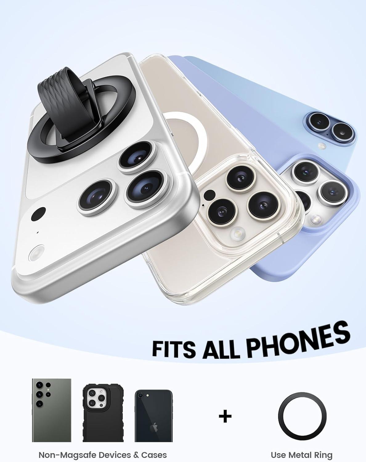 imageLamicall Magnetic Phone Grip Holder for MagSafe Soft Silicone Loop Vertical Cell Phone Zinc Alloy Ring Stand Kickstand Magnet Hand Grip Mag Safe Accessories for iPhone 1217 Series TitaniumBlack Zinc Alloy Silicone Grip