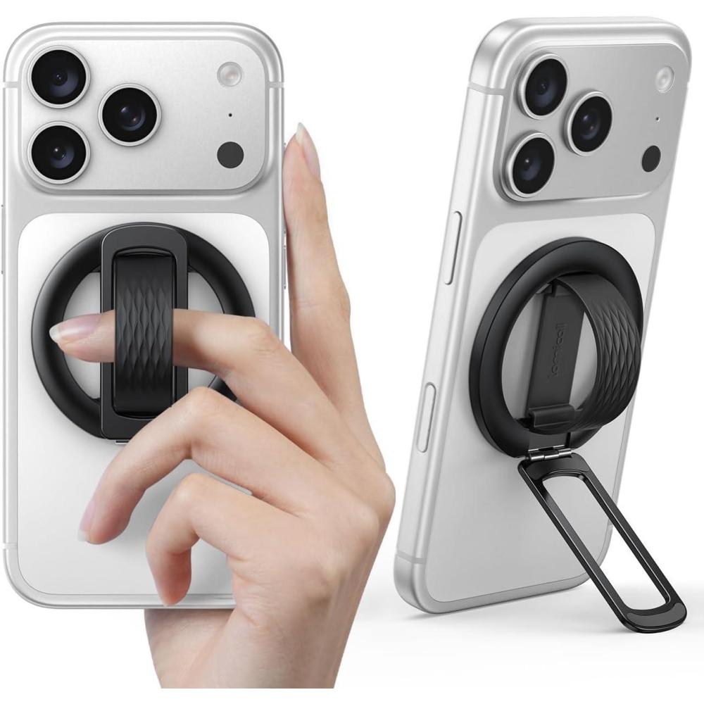 imageLamicall Magnetic Phone Grip Holder for MagSafe  Soft Silicone Loop Vertical Cell Phone Zinc Alloy Ring Stand Kickstand Magnet Hand Grip Mag Safe Accessories for iPhone 1217 Series TitaniumBlack  Zinc Alloy  Silicone Grip