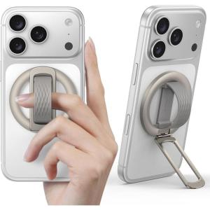 Lamicall Magnetic Phone Grip Holder for MagSafe – [Soft Silicone Loop] Vertical Cell Phone Zinc Alloy Ring Stand Kickstand, Magnet Hand Grip Mag Safe Accessories for iPhone 12-17 Series, Titanium(Titanium – Zinc Alloy – Silicone Grip)