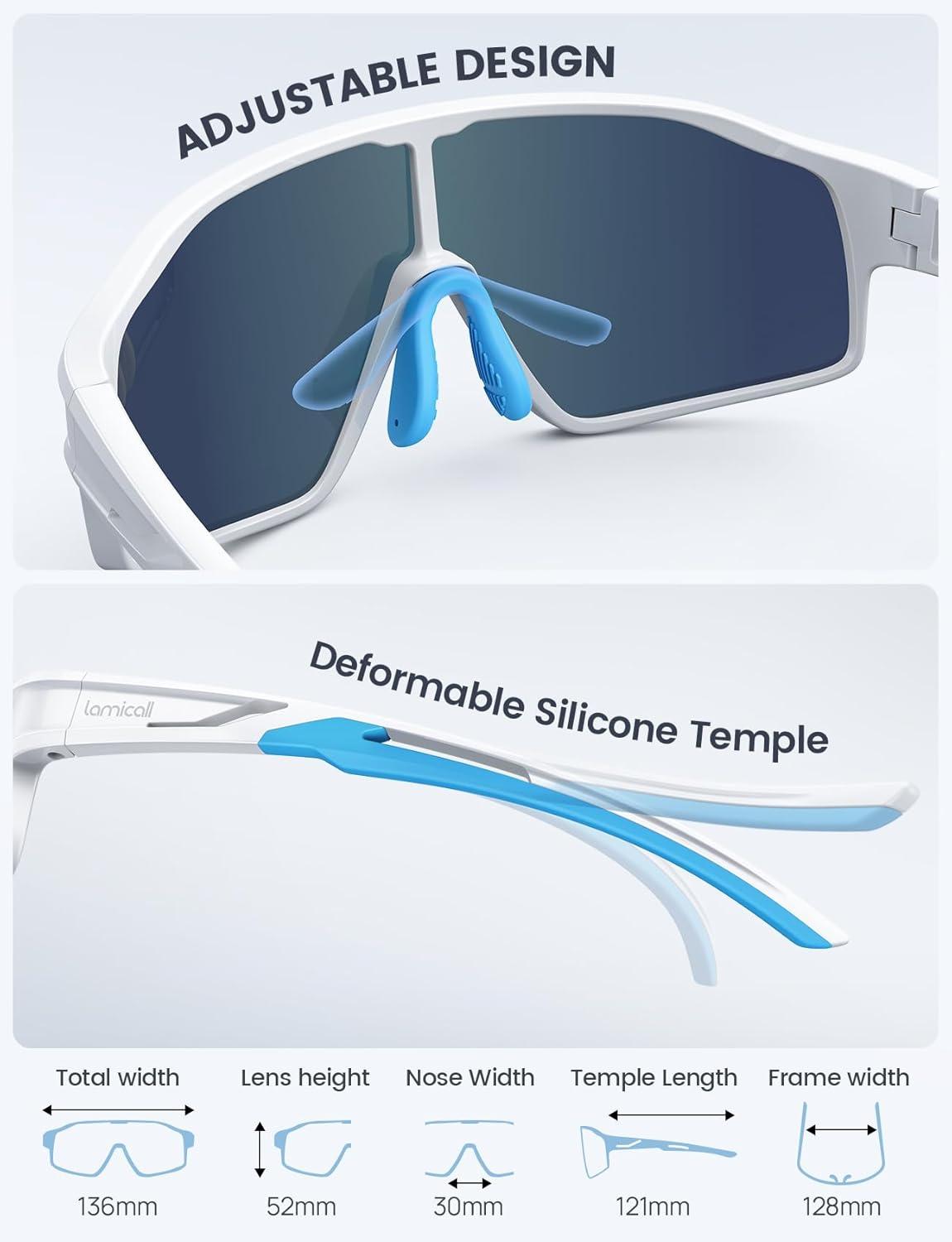 imageLamicall Polarized Sport Sunglasses for Age 814 Kids UV400 Protection Baseball Cycling Sun Glasses for Boys Girls TeensWhite Frameblue Lens